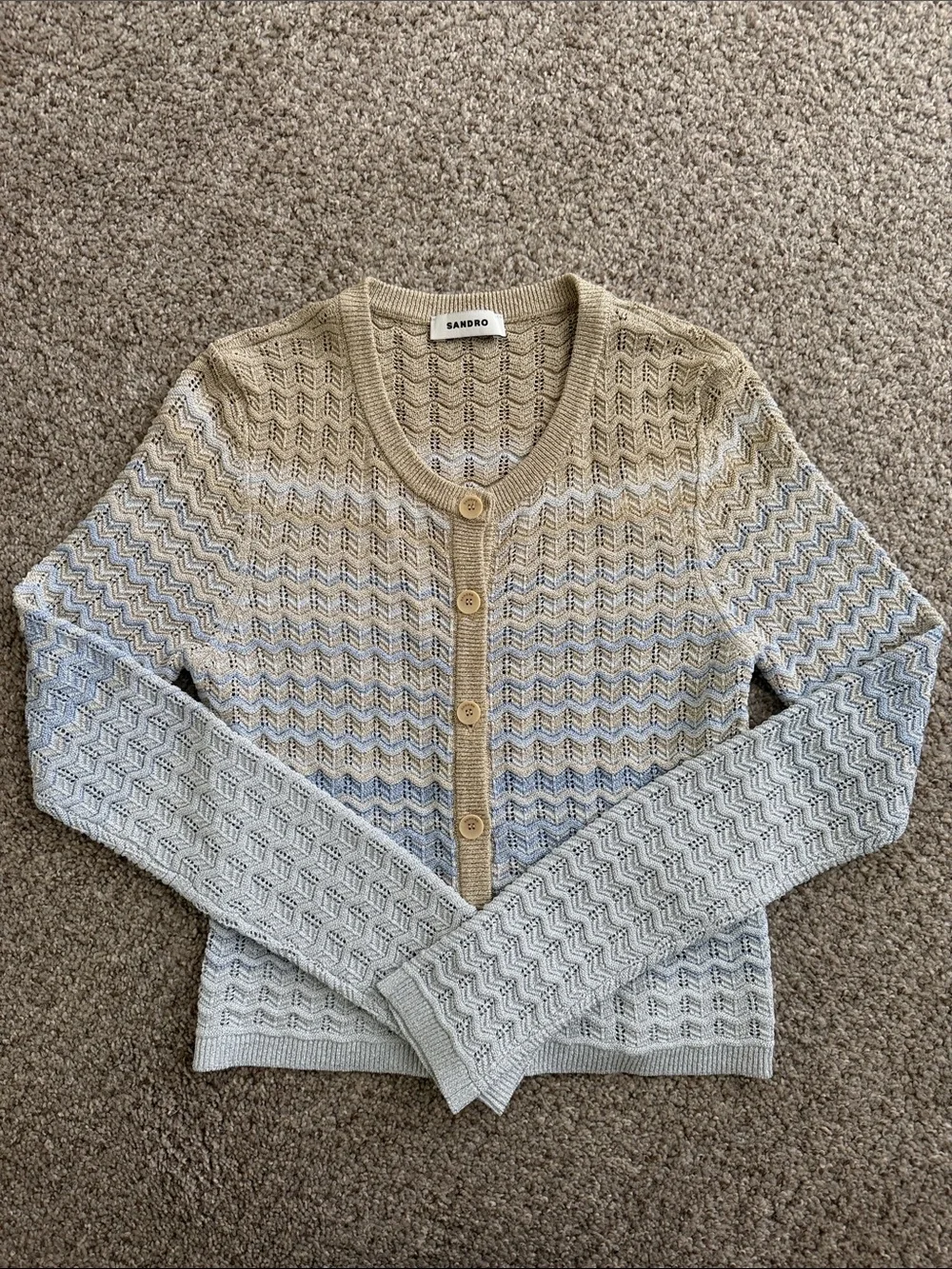 NWT Sandro Open-Knit Button Cardigan Sweater - Picture 2 of 8